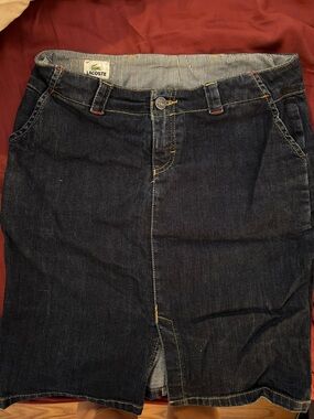 Lacoste Dark Blue Denim Skirt with Front Slit